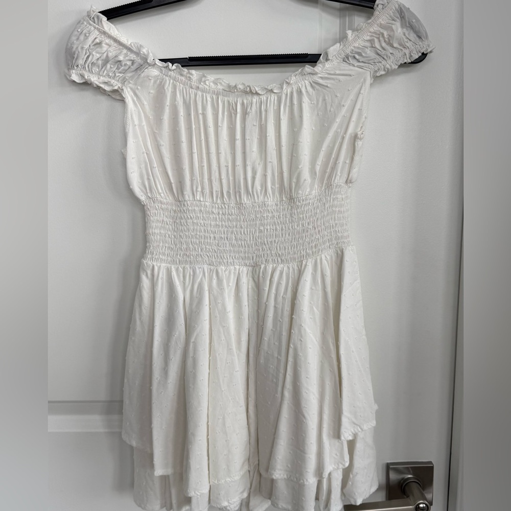 Urban Outfitters Rosie Smocked Tiered Ruffle Romper - Picture 7 of 7